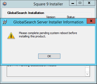 Installation Requires a Reboot