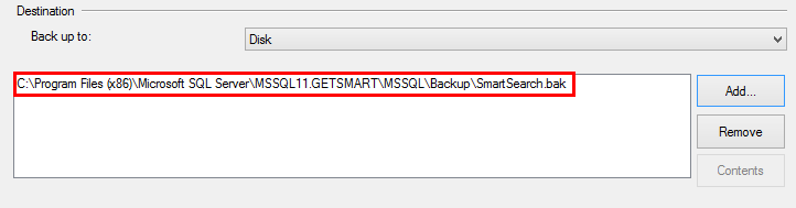 Backup Destination in Back Up Database