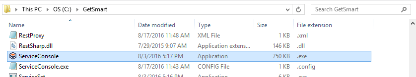 Service Console in the GetSmart Directory