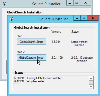 Square 9 Installer with GlobalCapture Selected