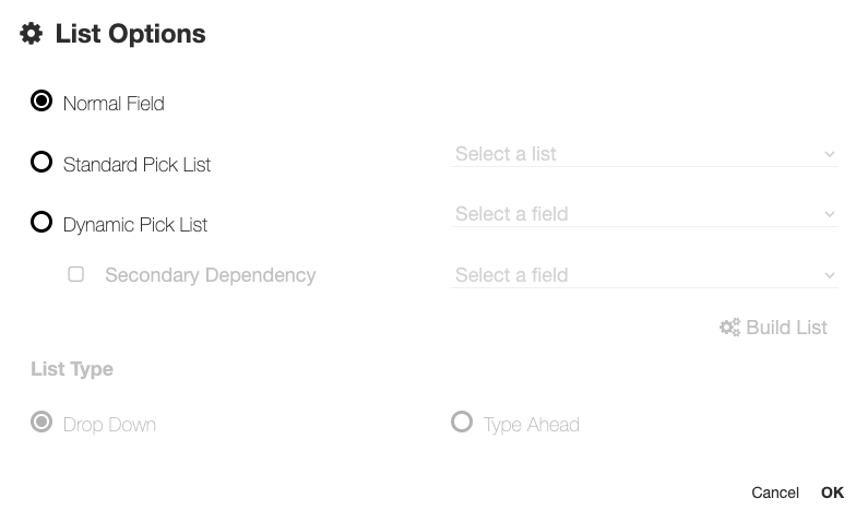 List Options