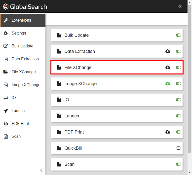 Extensions Manager with File XChange indicated.
