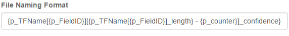 File naming format example using S9 notation to get field information, lengths, and confidence.