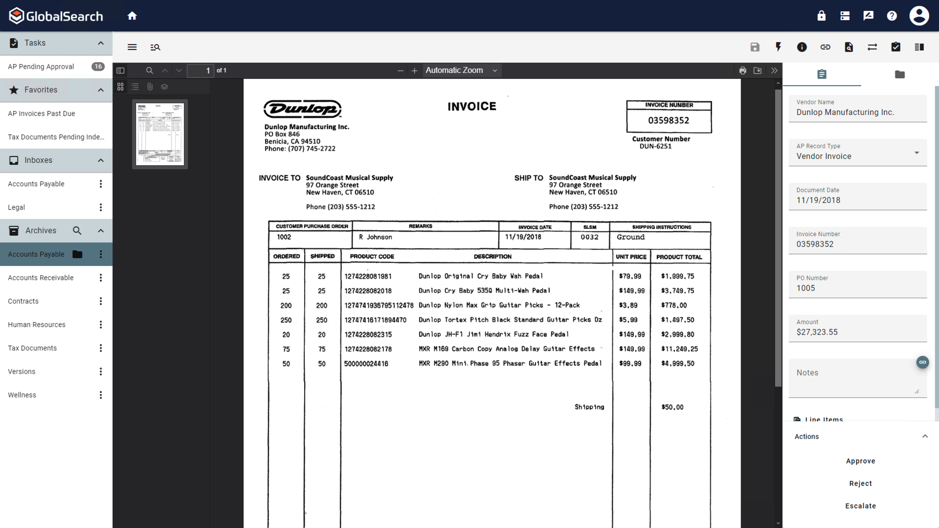 Document displayed in the GlobalSearch Go document viewer.