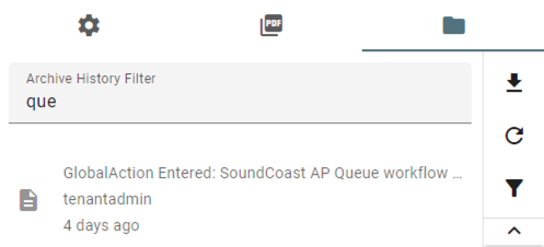Use the Archive History Filter to narrow the list of history items.