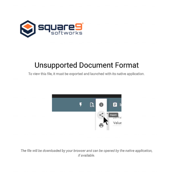 Unsupported Document format document image in the document viewer.