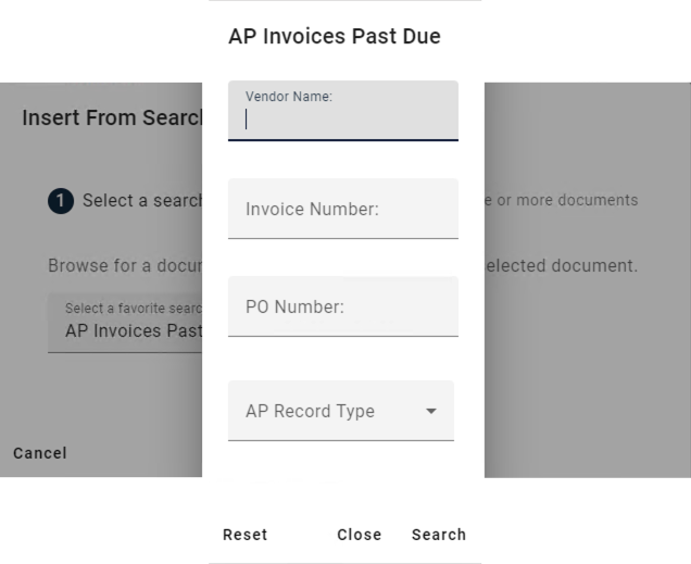 Search prompt for the selected search.