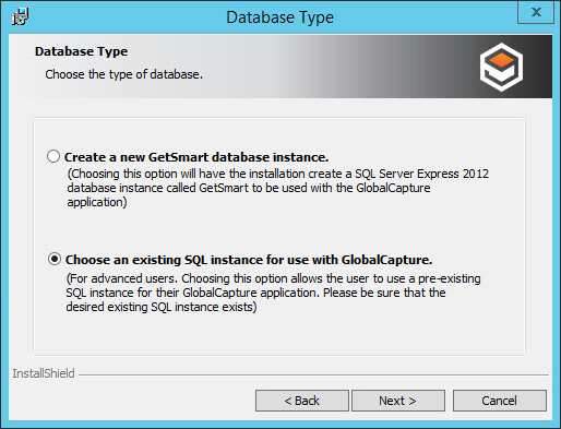 Choose an Existing SQL Database
