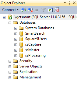 Databases folder in Object Explorer.