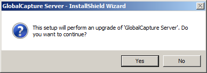 Shows the Do You Want to Upgrade GlobalCapture Server dialog box.