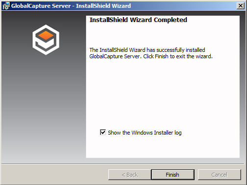Shows the Installation Wizard Completed dialog box for GlobalCapture Server upgrades.