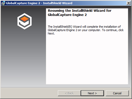 The GlobalCapture Engine 2 Installation Wizard dialog.