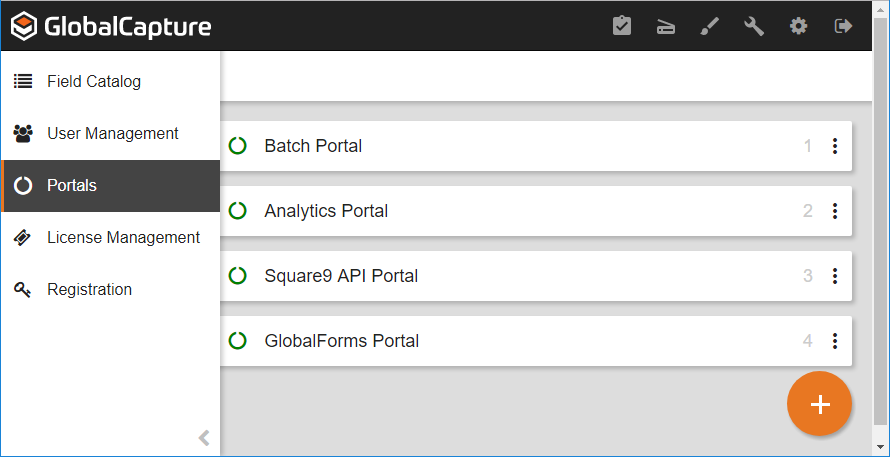 GlobalCapture Portals interface.