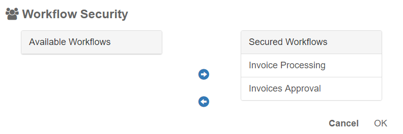 The Workflow Security interface.