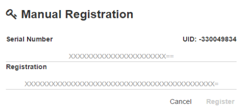 The Manual Registration interface.