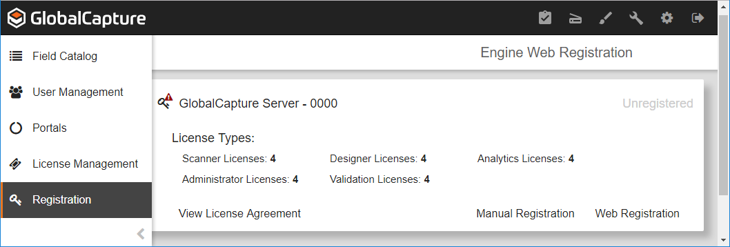 GlobalCapture Registration interface.