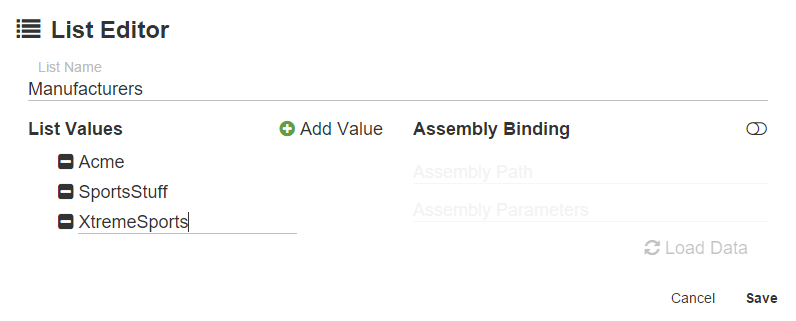 Shows the List Editor interface.