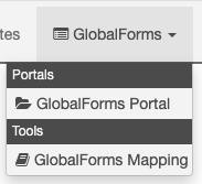 Expanded GlobalForms menu with portal and mapping options.