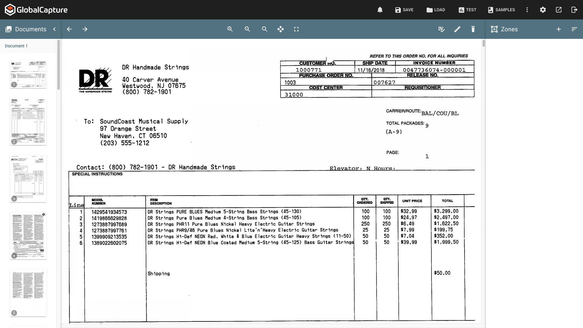 TEmplate designer interface.