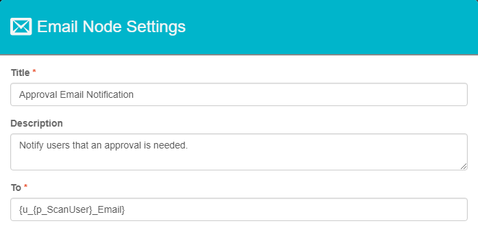 Email Node Setting with S9 Notation