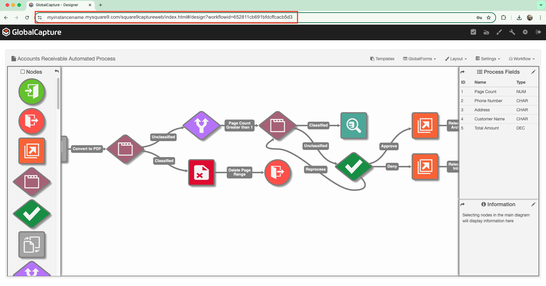 Open workflow with the workflow id displayed in the URL as a parameter.