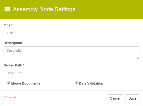 Assembly Node Settings dialog.