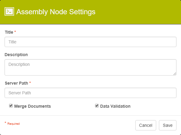  Assembly Node Settings dialog.