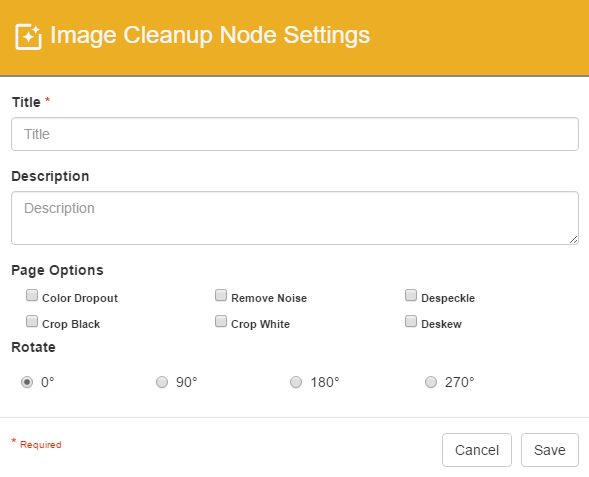 Image Cleanup Node Settings dialog.