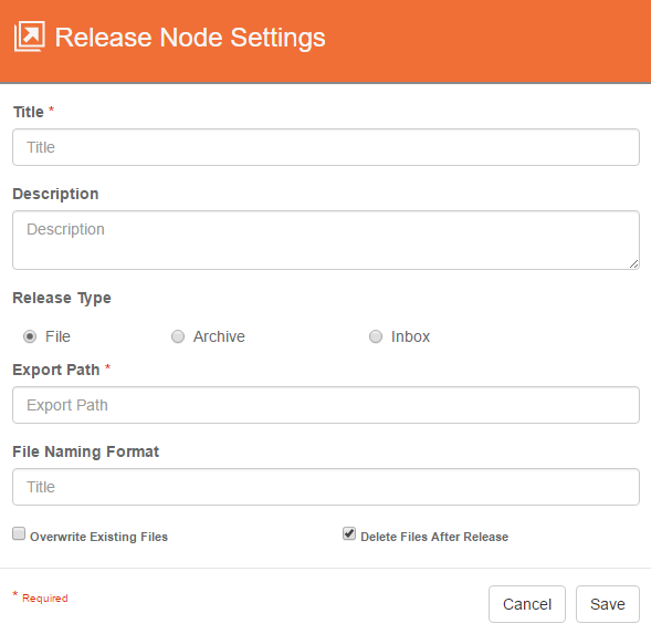 Release Nodes Settings dialog.