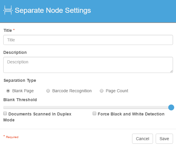 Separate Node Settings dialog.