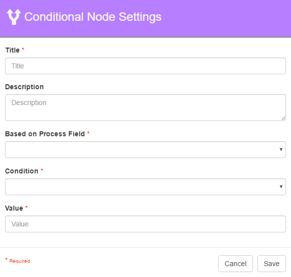 Condition Node Settings dialog.