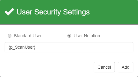 Validate Node User Security Settings with User Notation selected.