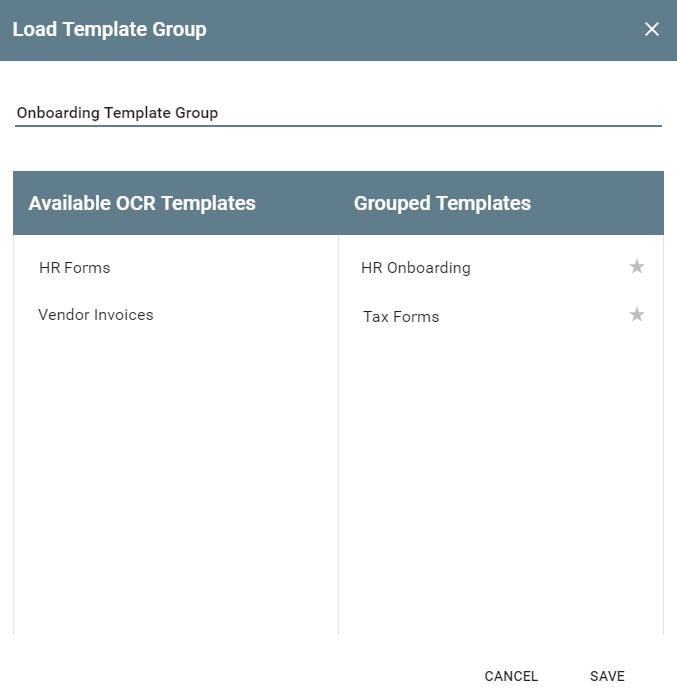 Load Template Group dialog.