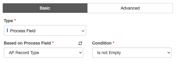 No value input is exposed when the condition does not require it.