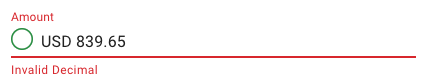 Invalide data format in an amount field.  Characters in a decimal field are not allowed.