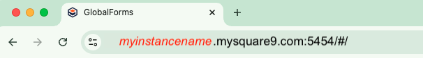 URL with myinstancename prominently indicated in red.