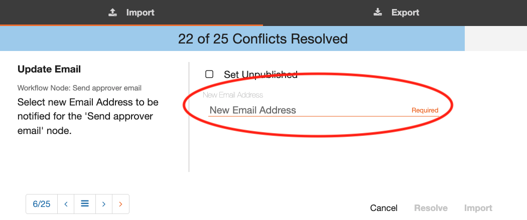 Update Email conflict if the clear email options was not disabled. Add p_approverUserAccount in braces to the field.
