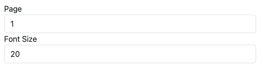 Page and font size options. The stamp will appear on the 1st page and the fond will be size 20.