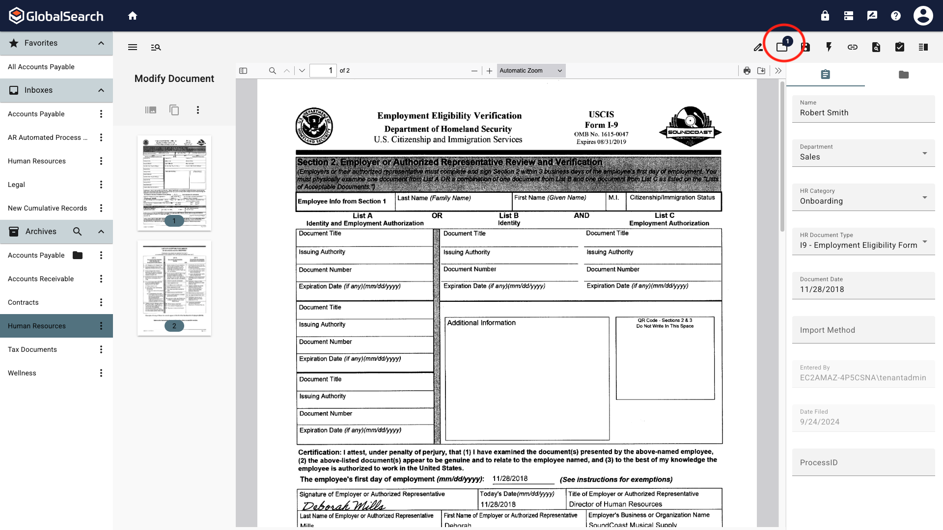 Open new document dialog icon appears in the toolbar to the left of the save button.