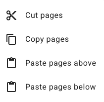 Right click menu for modifying pages.